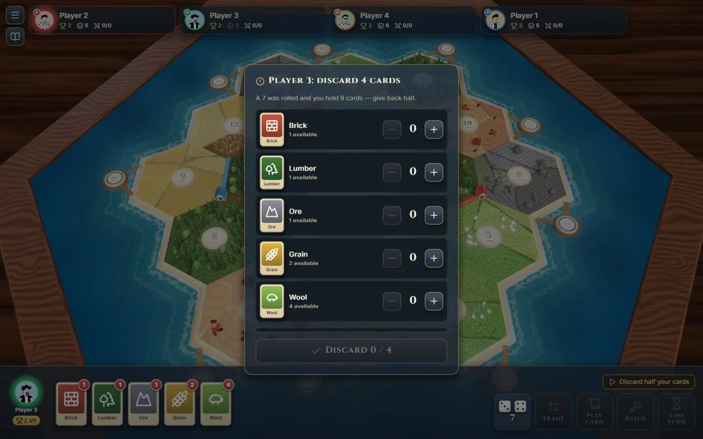 Discarding half a hand after a 7