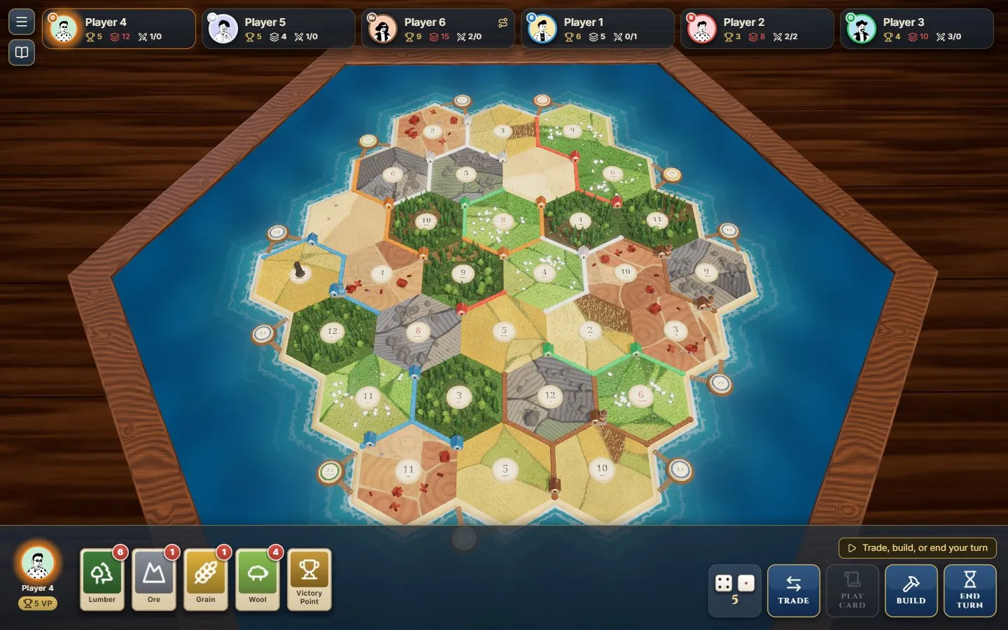 A six-player game on the larger island