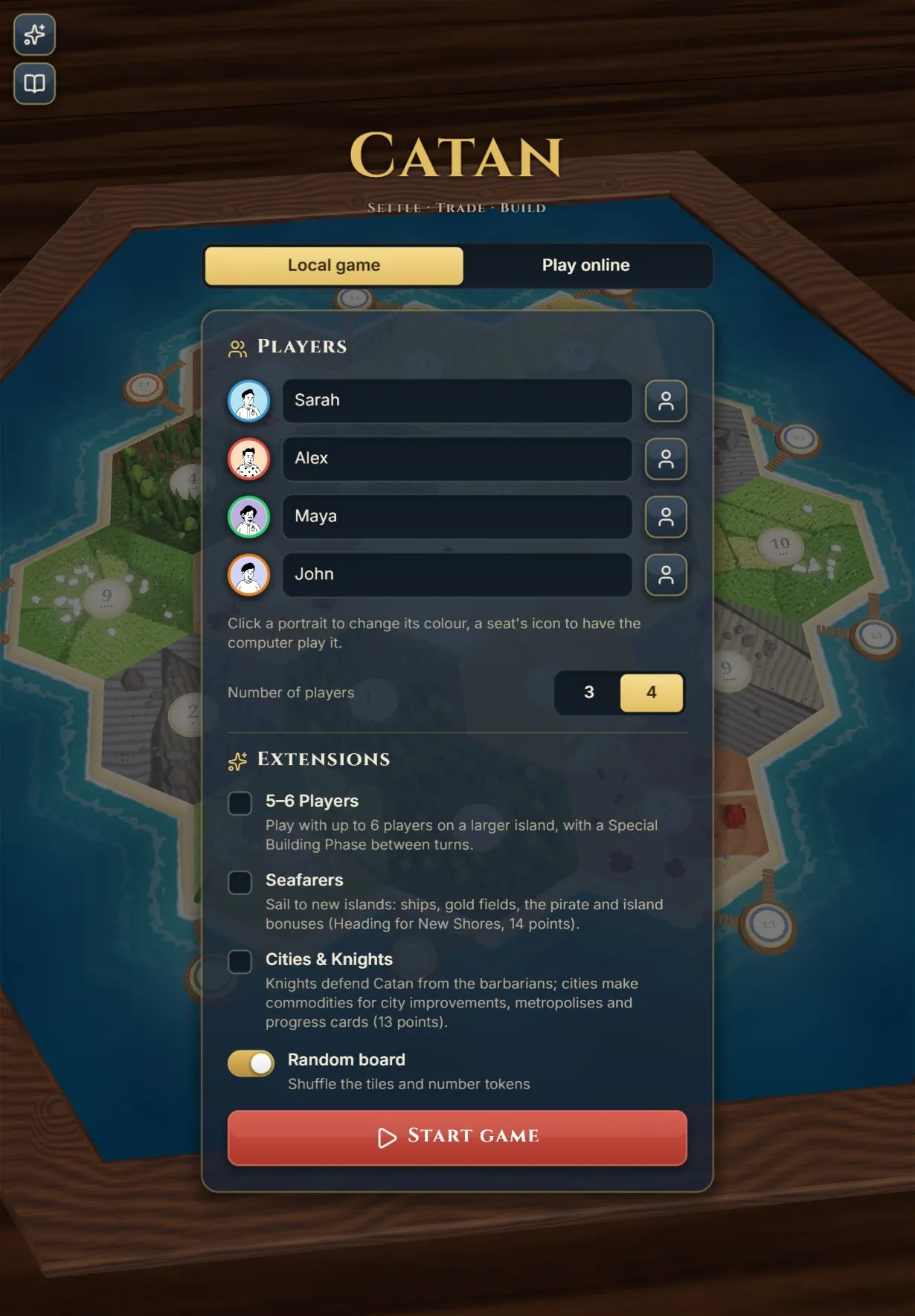 The home screen on a tablet