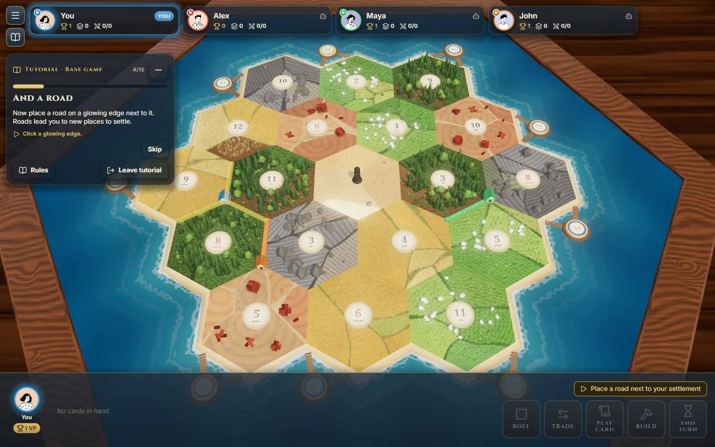 Placing a road next to the new settlement