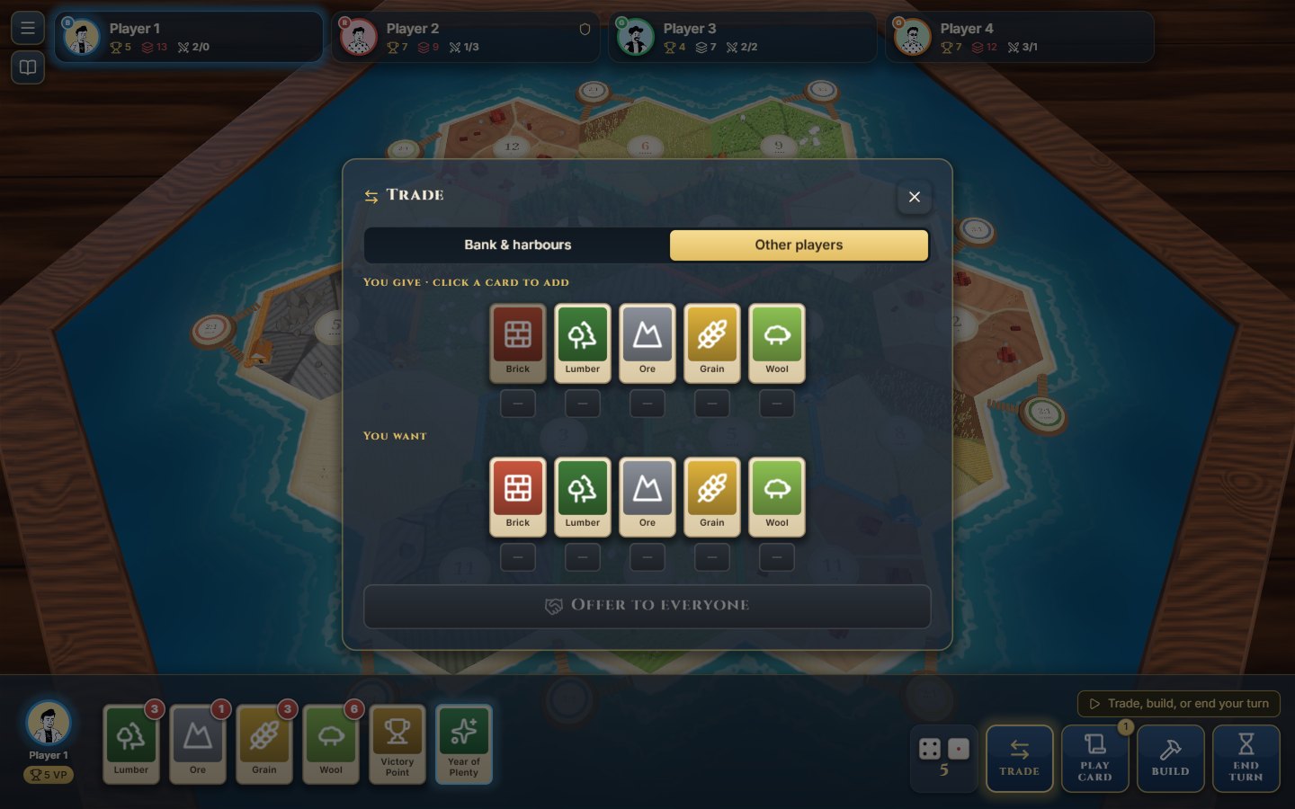 Putting together an offer to the other players